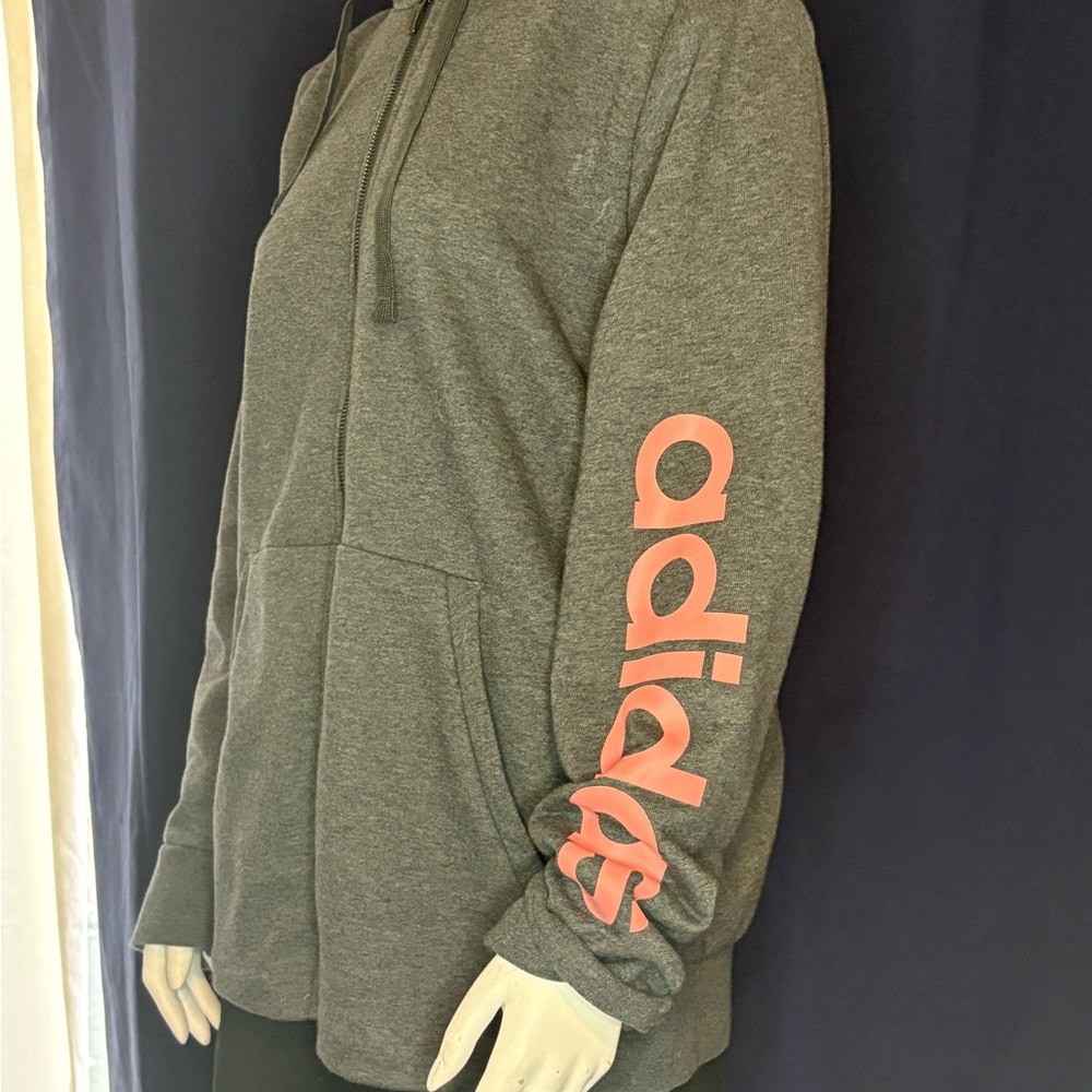 Adidas Women's Gray Sweater with Pink Logo